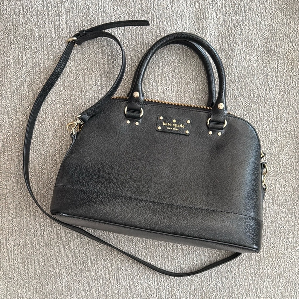 Kate Spade Black Wellesley Rachelle Satchel with Gold Hardware